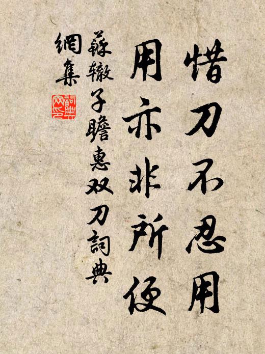 苏辙惜刀不忍用，用亦非所便书法作品欣赏