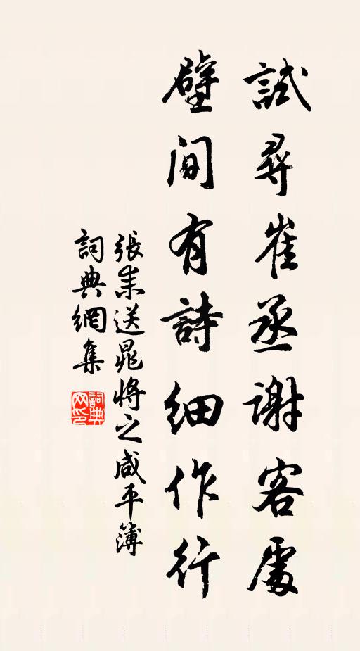 张耒试寻崔丞谢客处，壁间有诗细作行书法作品欣赏
