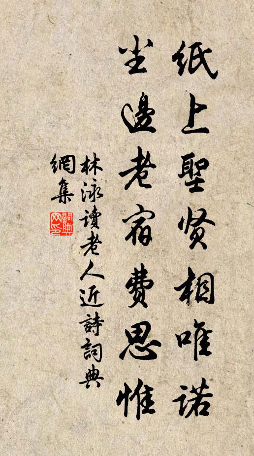 林泳纸上圣贤相唯诺，尘边老宿费思惟书法作品欣赏