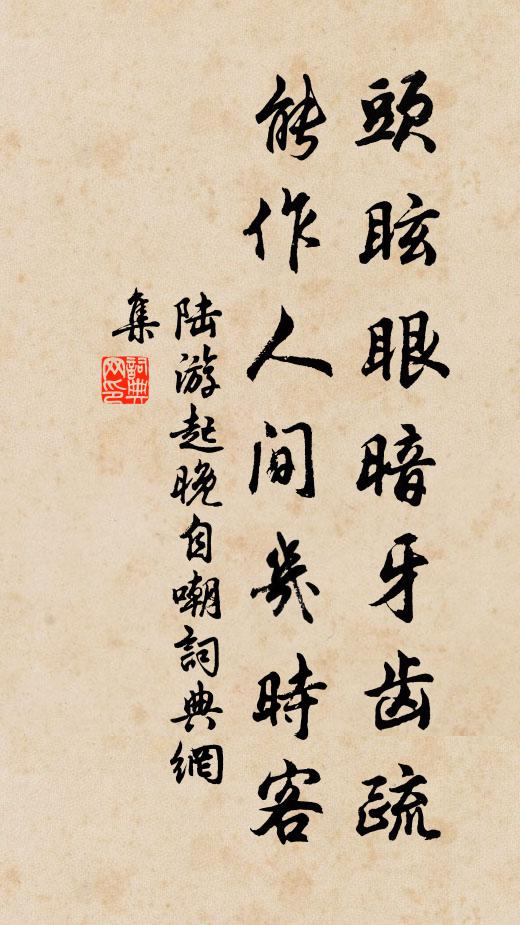 陆游头眩眼暗牙齿疏，能作人间几时客书法作品欣赏