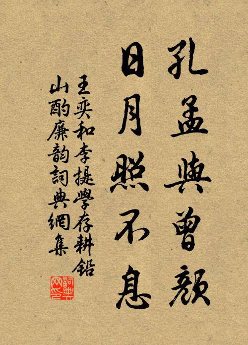 王奕孔孟与曾颜，日月照不息书法作品欣赏