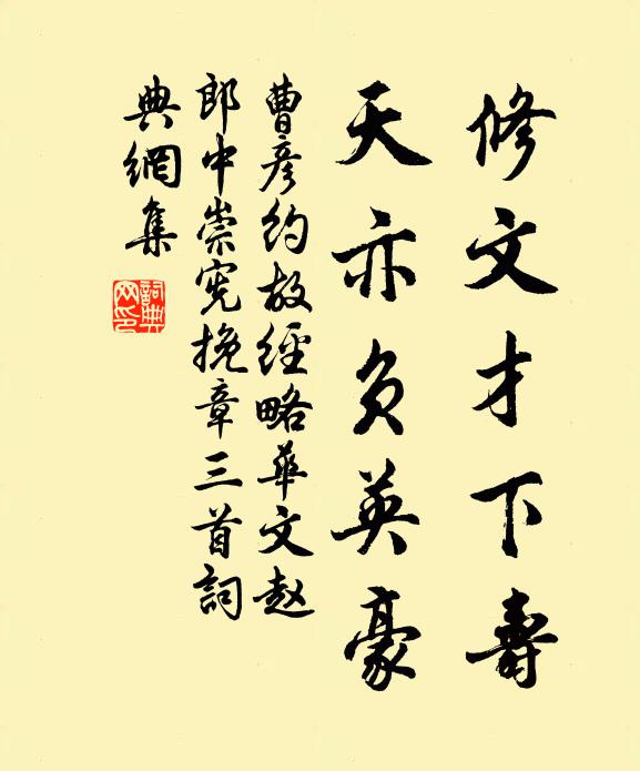 曹彦约修文才下寿，天亦负英豪书法作品欣赏