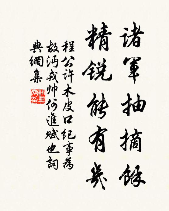 程公许诸军抽摘余，精锐能有几书法作品欣赏