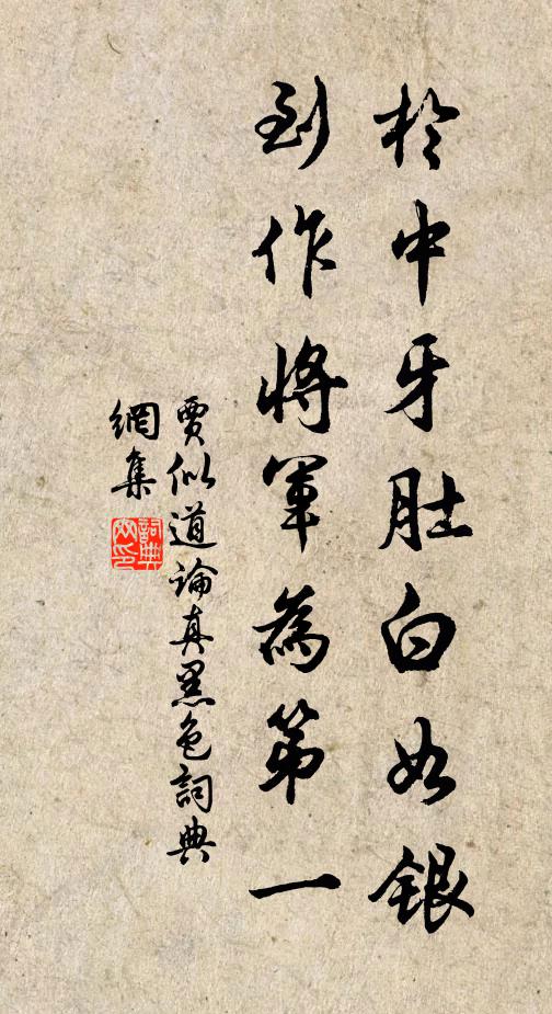 贾似道于中牙肚白如银，到作将军为第一书法作品欣赏