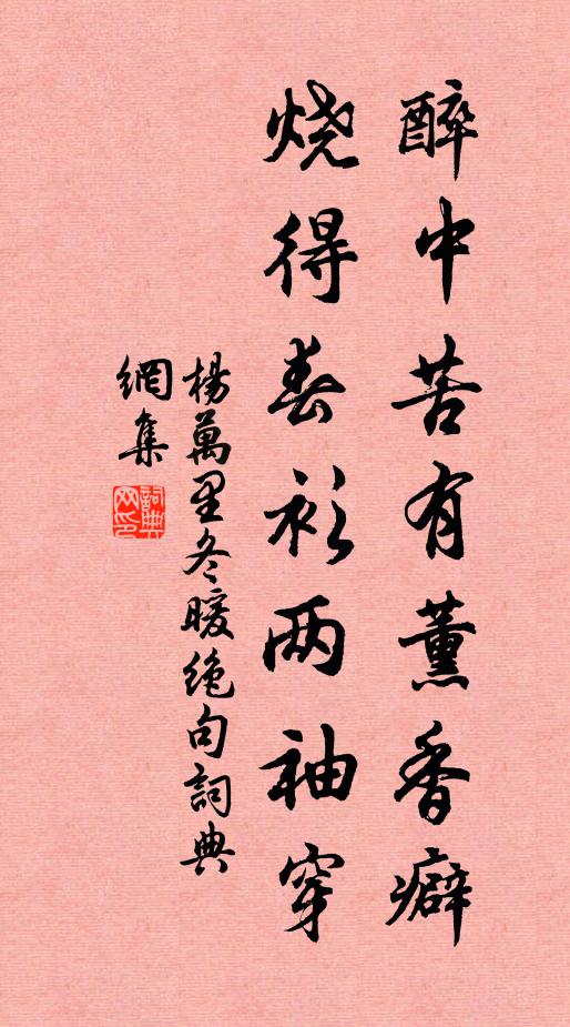 杨万里醉中苦有薰香癖，烧得春衫两袖穿书法作品欣赏