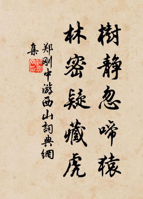 郑刚中树静忽啼猿,林密疑藏虎书法作品欣赏