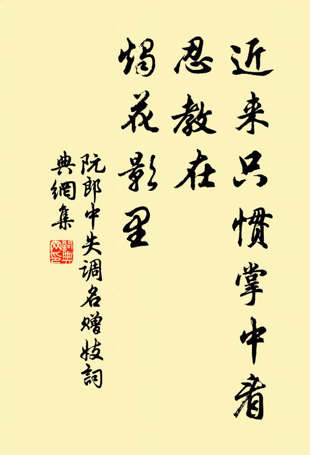 阮郎中近来只惯掌中看，忍教在、烛花影里书法作品欣赏