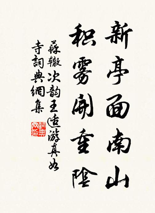 苏辙新亭面南山，积雾开重阴书法作品欣赏