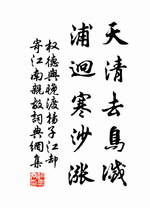 权德舆天清去鸟灭，浦迥寒沙涨书法作品欣赏