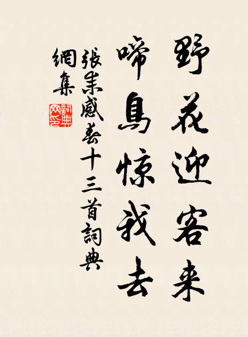 张耒野花迎客来，啼鸟惊我去书法作品欣赏