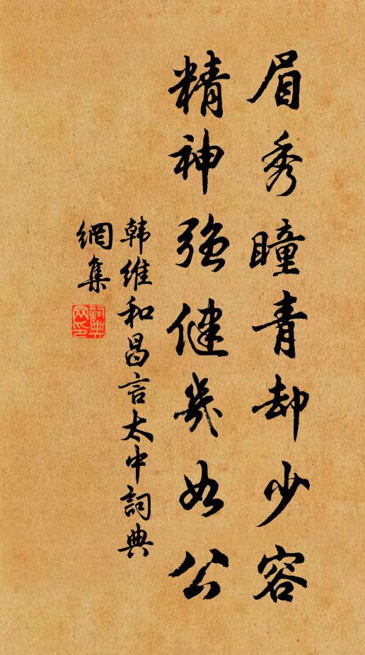 韩维眉秀瞳青却少容，精神强健几如公书法作品欣赏