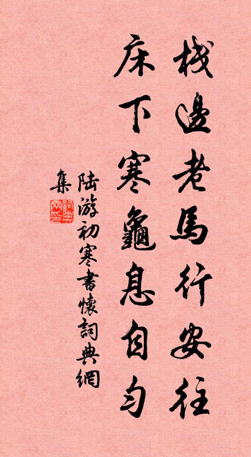 陆游栈边老马行安往，床下寒龟息自匀书法作品欣赏