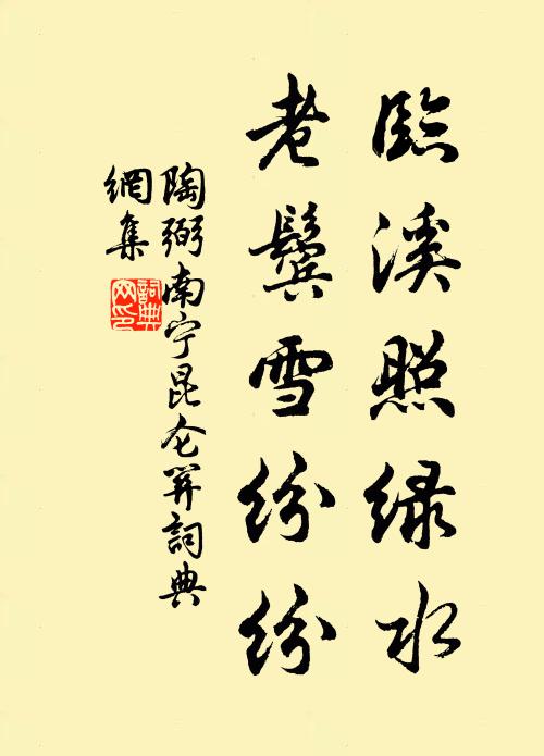 陶弼临溪照绿水，老鬓雪纷纷书法作品欣赏