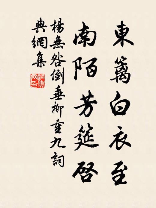 杨无咎东篱白衣至，南陌芳筵启书法作品欣赏