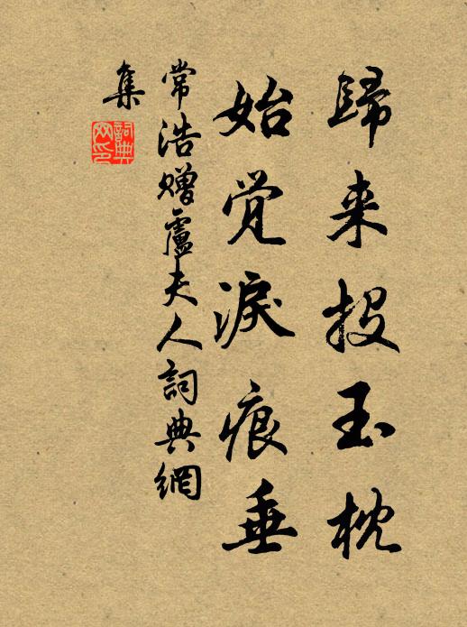 常浩归来投玉枕，始觉泪痕垂书法作品欣赏