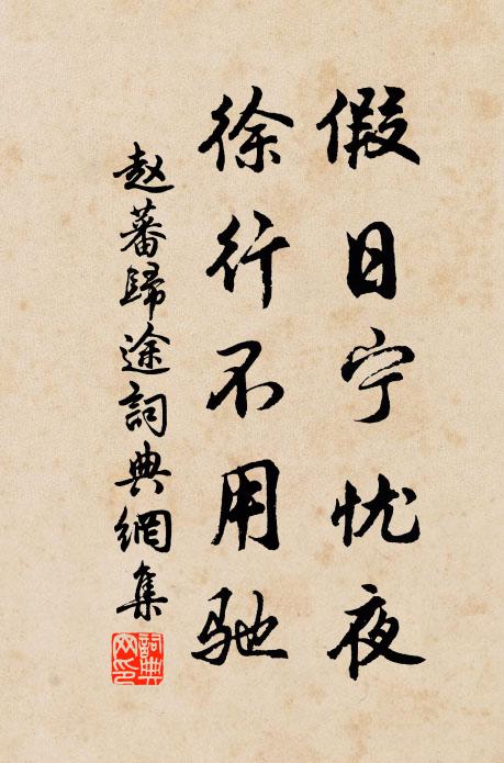 赵蕃假日宁忧夜，徐行不用驰书法作品欣赏