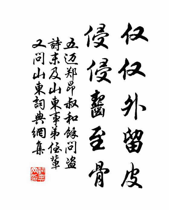五迈仅仅外留皮,侵侵齧至骨书法作品欣赏