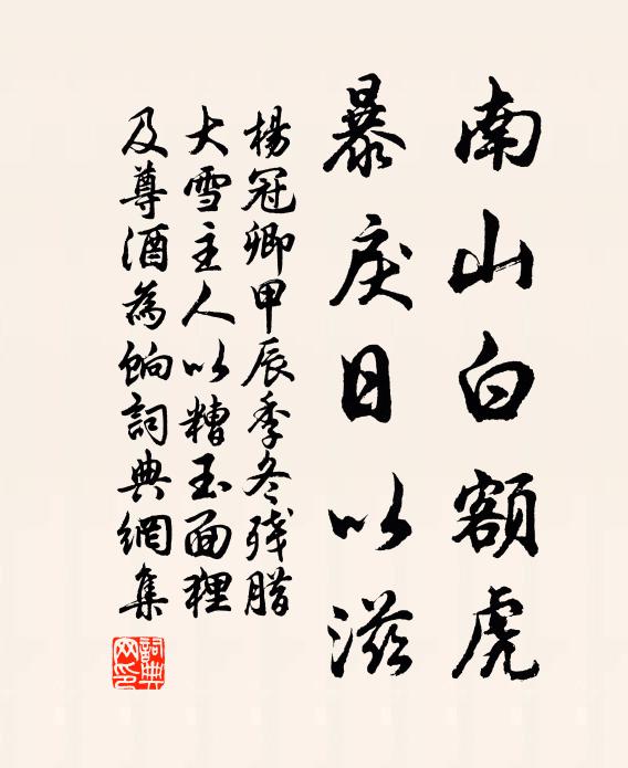 杨冠卿南山白额虎，暴戾日以滋书法作品欣赏