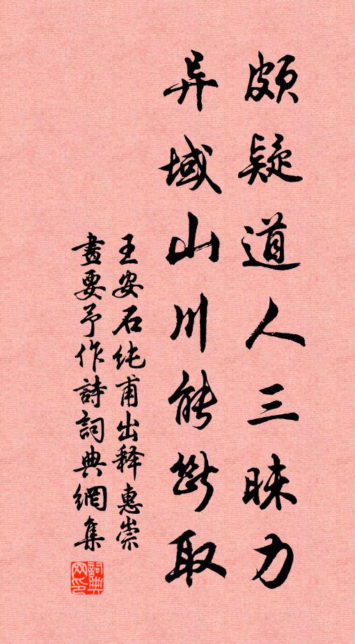 王安石颇疑道人三昧力，异域山川能断取书法作品欣赏