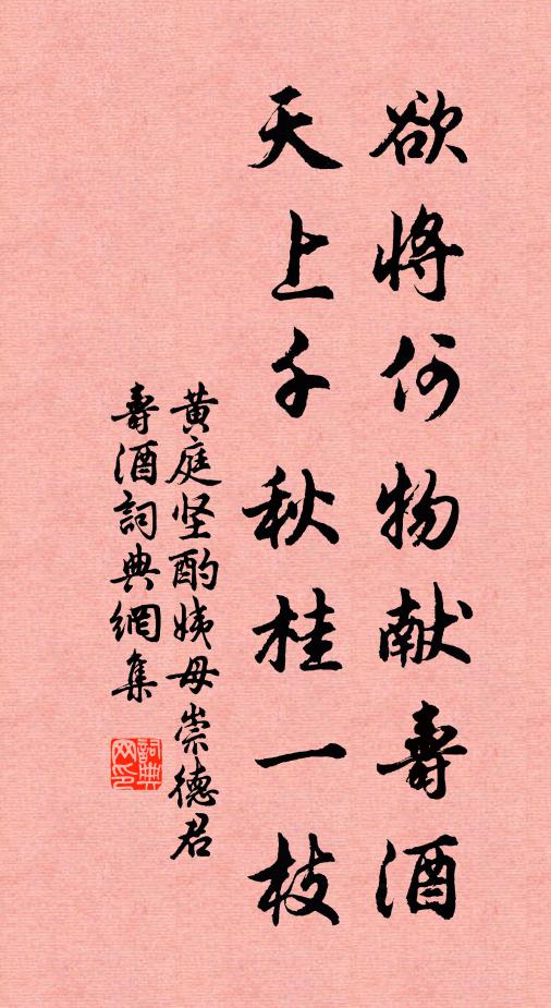 黄庭坚欲将何物献寿酒，天上千秋桂一枝书法作品欣赏