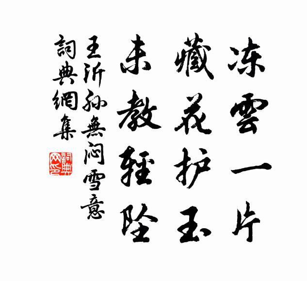 王沂孙冻云一片，藏花护玉，未教轻坠书法作品欣赏