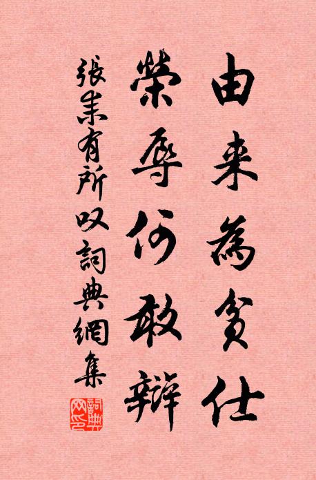 张耒由来为贫仕，荣辱何敢辩书法作品欣赏