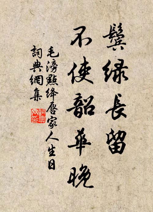 毛滂鬓绿长留，不使韶华晚书法作品欣赏