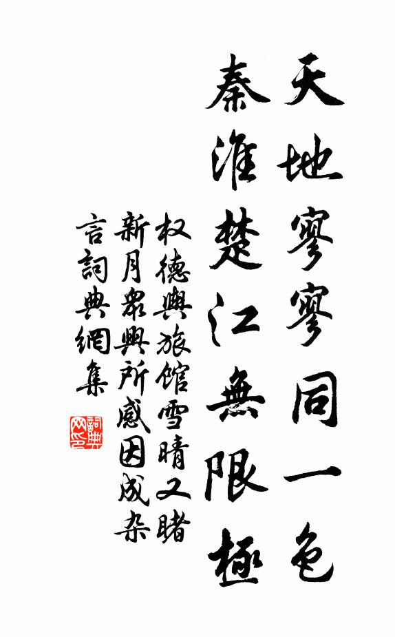 权德舆天地寥寥同一色，秦淮楚江无限极书法作品欣赏