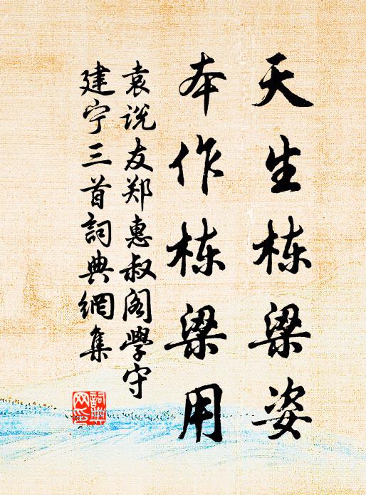袁说友天生栋梁姿，本作栋梁用书法作品欣赏