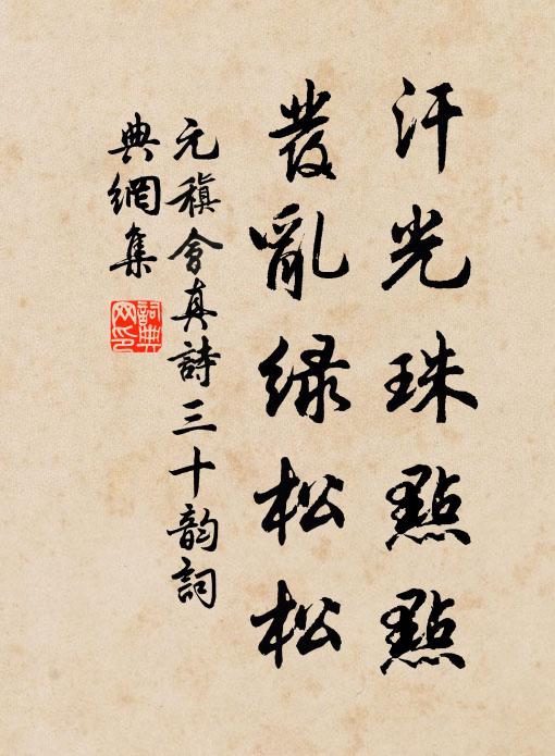 元稹汗光珠点点,发乱绿松松书法作品欣赏