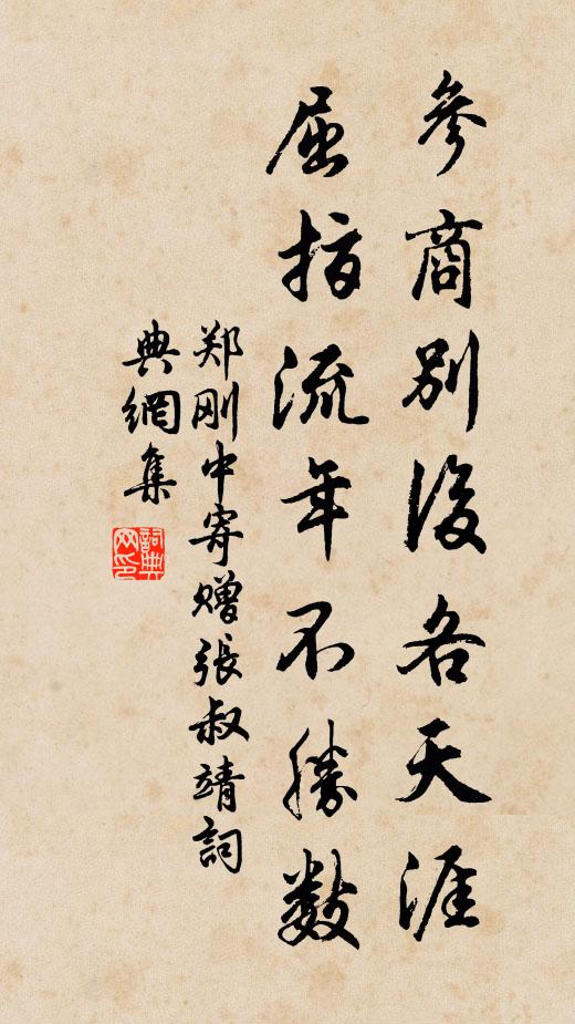 郑刚中参商别后各天涯，屈指流年不胜数书法作品欣赏