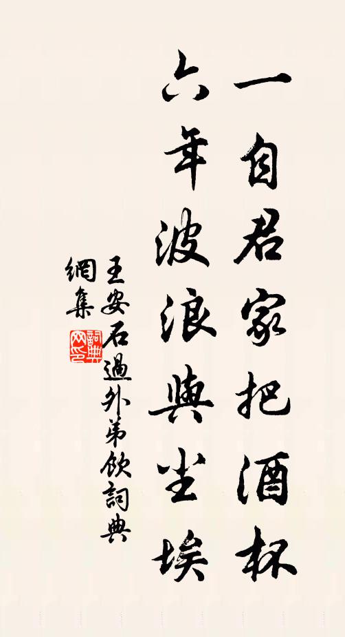 王安石一自君家把酒杯，六年波浪与尘埃书法作品欣赏