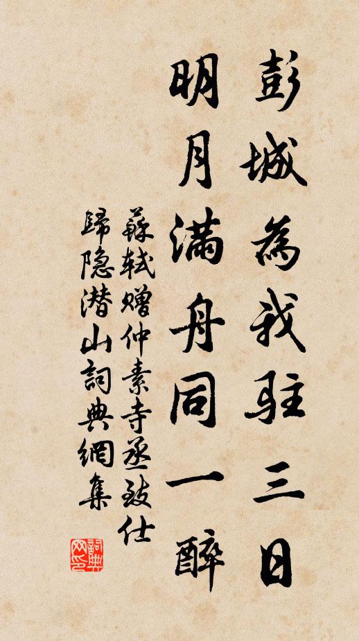 苏轼彭城为我驻三日，明月满舟同一醉书法作品欣赏