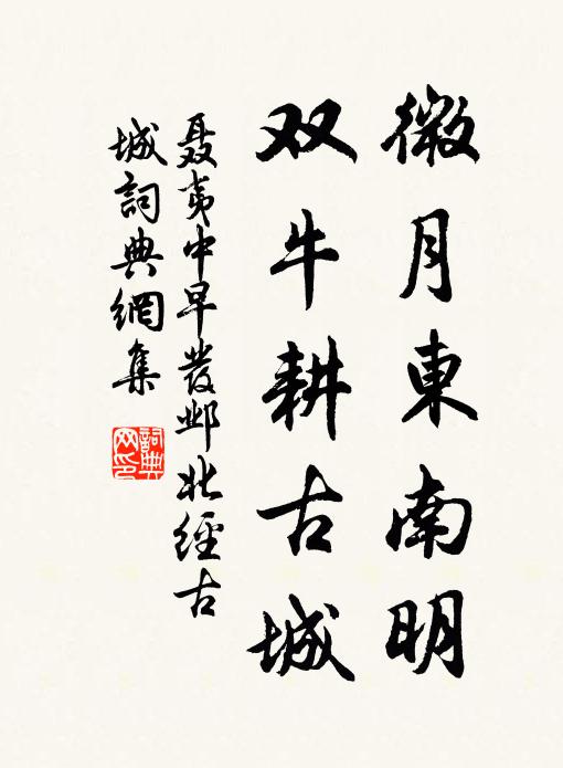 聂夷中微月东南明，双牛耕古城书法作品欣赏