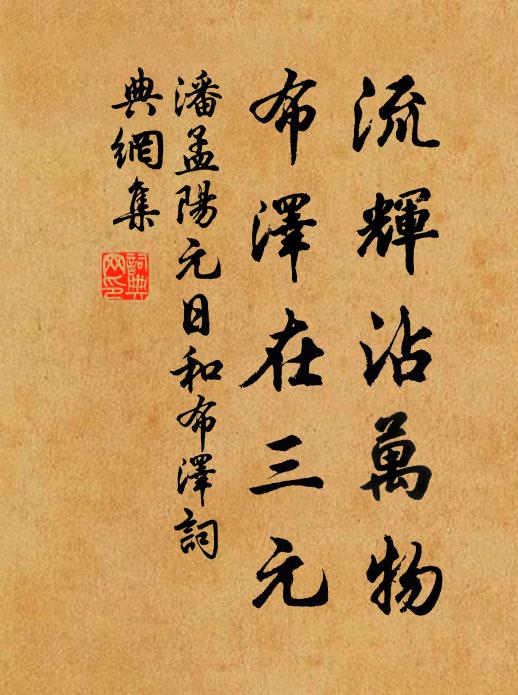 潘孟阳流辉沾万物，布泽在三元书法作品欣赏
