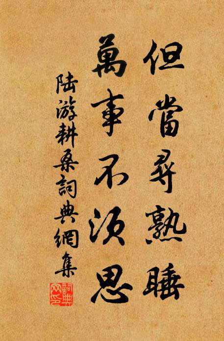 陆游但当寻熟睡，万事不须思书法作品欣赏