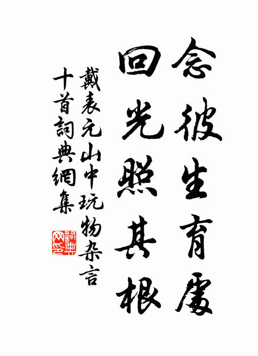 戴表元念彼生育处，回光照其根书法作品欣赏