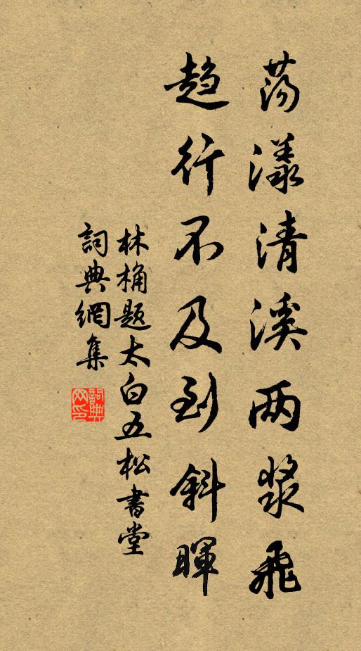 林桷荡漾清溪两浆飞，趋行不及到斜晖书法作品欣赏