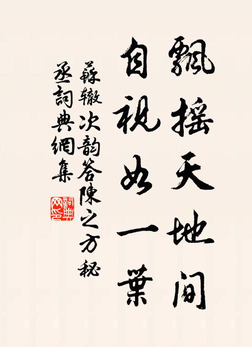 苏辙飘摇天地间，自视如一叶书法作品欣赏
