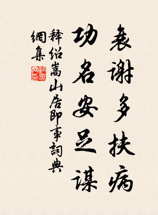 释绍嵩衰谢多扶病，功名安足谋书法作品欣赏