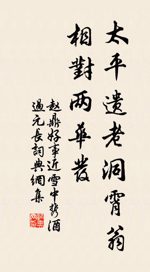 赵鼎太平遗老洞霄翁，相对两华发书法作品欣赏