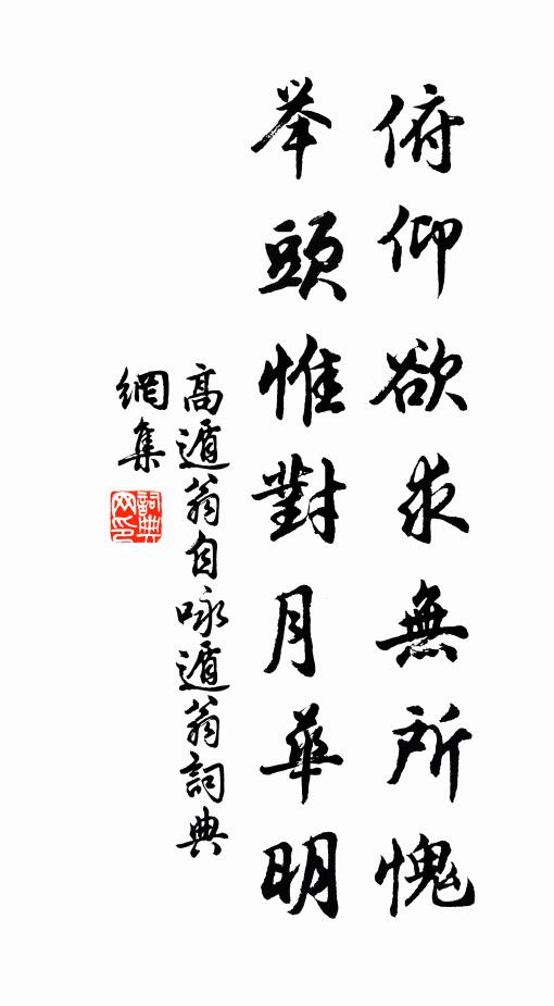 高遁翁俯仰欲求无所愧，举头惟对月华明书法作品欣赏