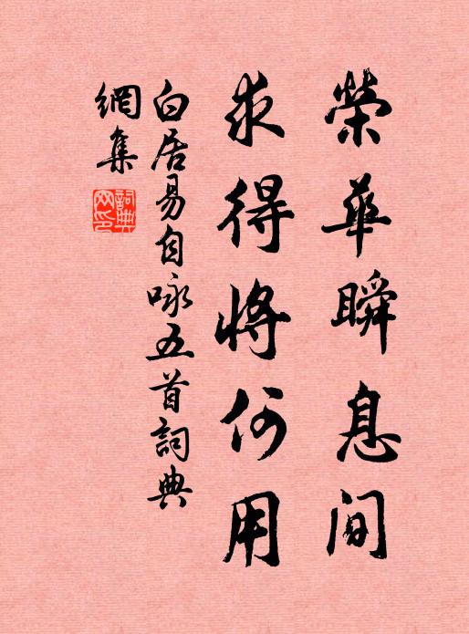 白居易荣华瞬息间，求得将何用书法作品欣赏