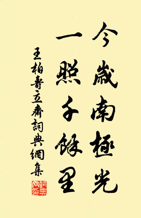 王柏今岁南极光，一照千余里书法作品欣赏