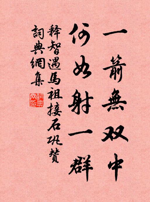 释智遇一箭无双中，何如射一群书法作品欣赏