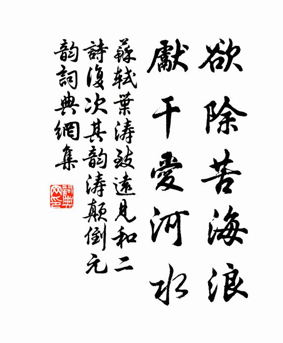 苏轼欲除苦海浪，先干爱河水书法作品欣赏