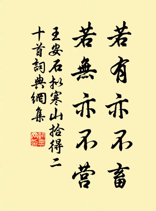 王安石若有亦不畜，若无亦不营书法作品欣赏