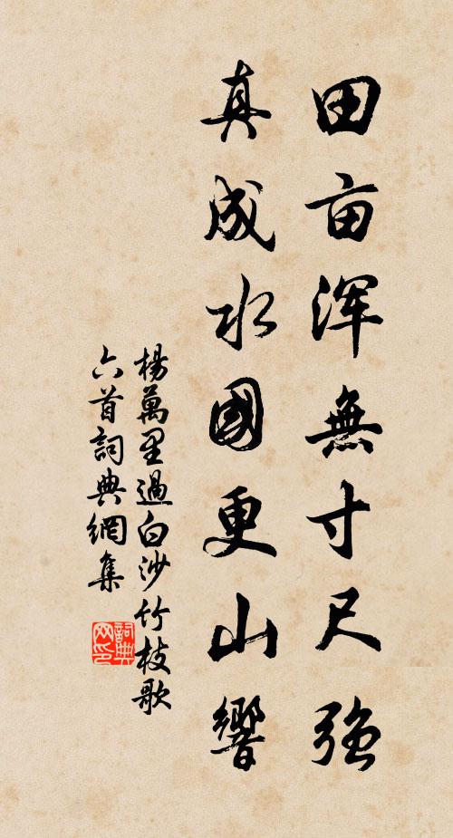 杨万里田亩浑无寸尺强，真成水国更山响书法作品欣赏