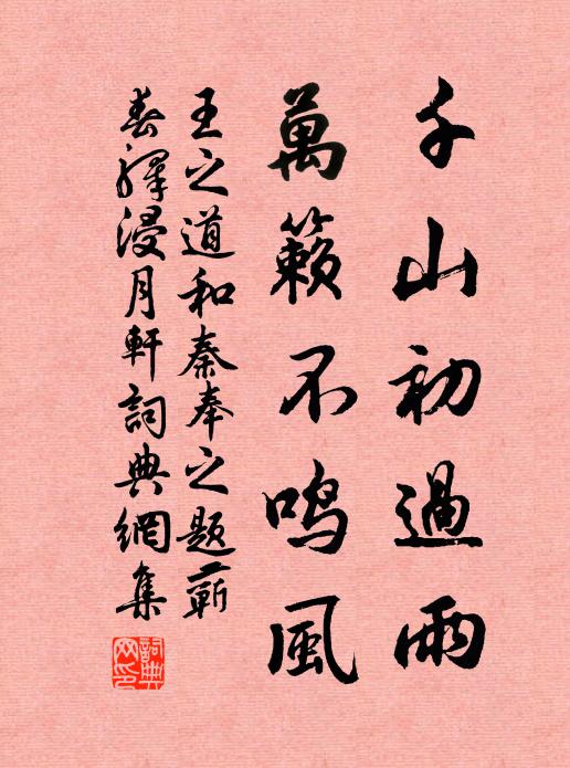 王之道千山初过雨，万籁不鸣风书法作品欣赏