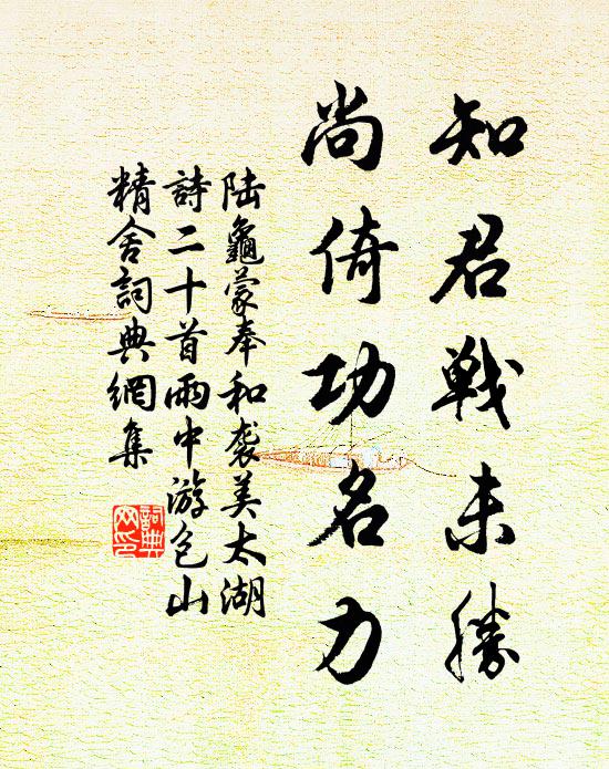 陆龟蒙知君战未胜，尚倚功名力书法作品欣赏